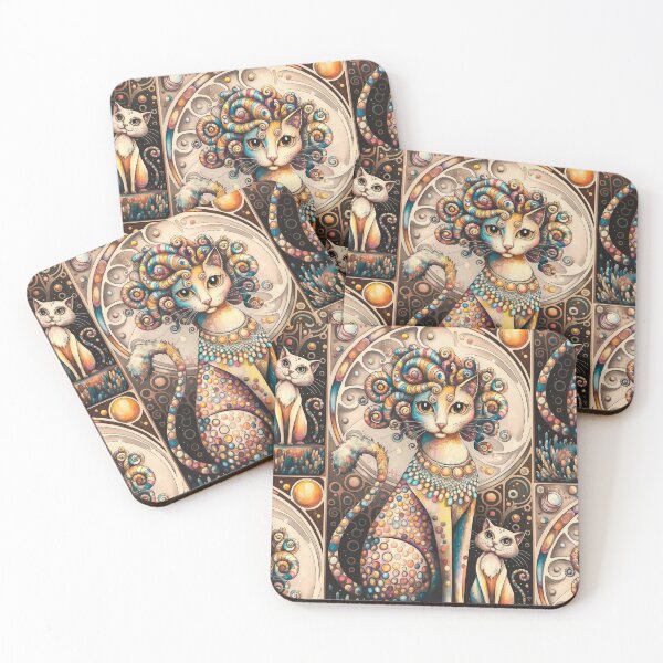 Item preview, Cat Mother Colored Abstract Vintage Zentangle Art designed and sold by Witty Shirts.