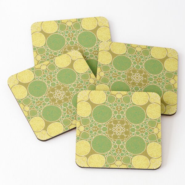 Item preview, Lime yellow and green abstract bubble pattern  designed and sold by n1ckeatsyarn.