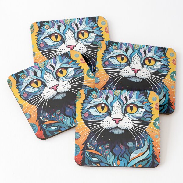 Item preview, Cat Colored Abstract Vintage Zentangle Art designed and sold by Witty Shirts.