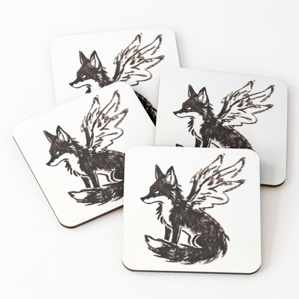 Item preview, Ethereal Winged Fox Ink Sketch designed and sold by SunkenCost.