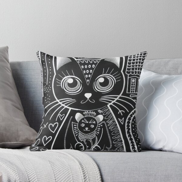 Item preview, Kawaii Black Cat Whimsical Wild Life Abstract Vintage Zentangle Art designed and sold by Witty Shirts.