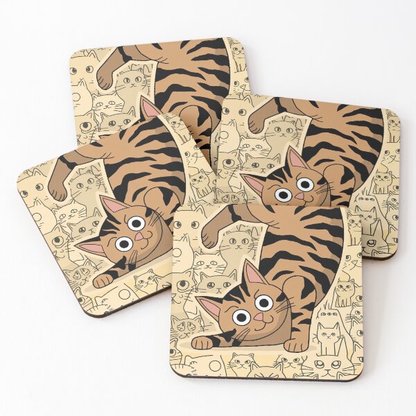 Item preview, Kawaii Funny Cat Whimsical Wild Life Abstract Vintage Zentangle Art designed and sold by Witty Shirts.