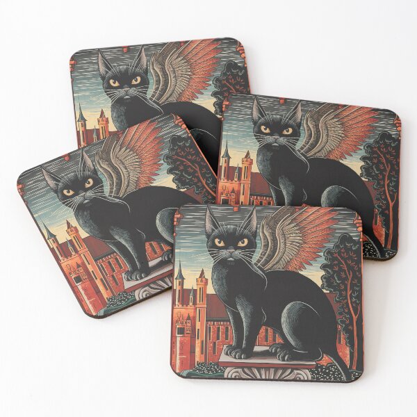 Item preview, Demon Black Cat Medieval Goth Illustration Vintage Zentangle Art designed and sold by Witty Shirts.