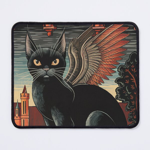 Item preview, Demon Black Cat Medieval Goth Illustration Vintage Zentangle Art designed and sold by Witty Shirts.