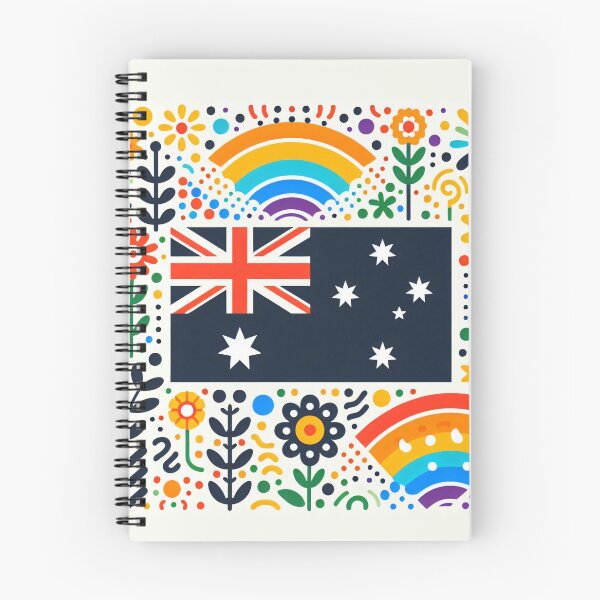 Item preview, Scandinavian Folk Art Australia Flag – Colourful Floral and Rainbow Accents by heidiannemorris designed and sold by FOLK ART FUSION by heidiannemorris.