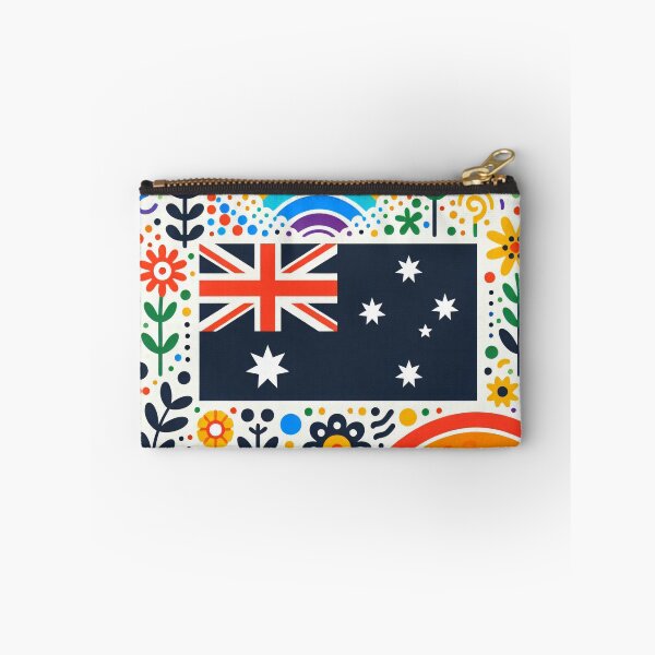 Item preview, Scandinavian Folk Art Australia Flag – Colourful Floral and Rainbow Accents by heidiannemorris designed and sold by FOLK ART FUSION by heidiannemorris.