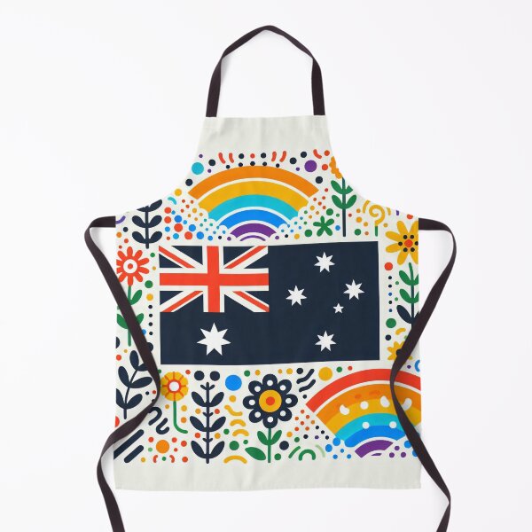 Item preview, Scandinavian Folk Art Australia Flag – Colourful Floral and Rainbow Accents by heidiannemorris designed and sold by FOLK ART FUSION by heidiannemorris.