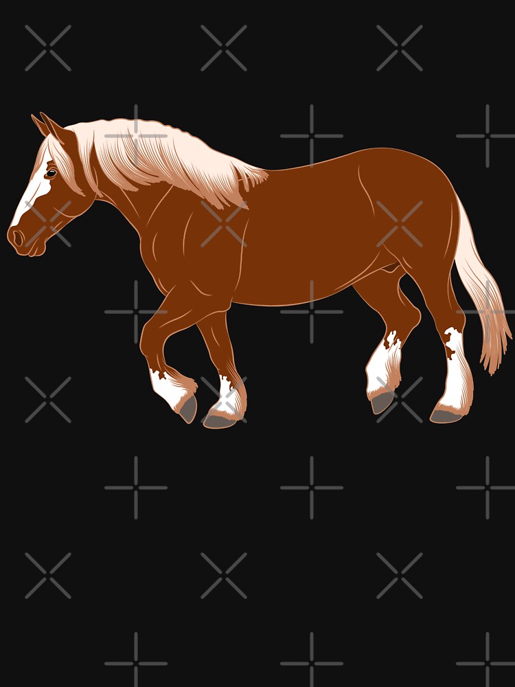 Aperçu 7 sur 7. T-shirt respirant avec l'œuvre Cheval Breton, dessin cheval alezan, cheval de trait, races de chevaux de la France créée et vendue par WebEquitation.