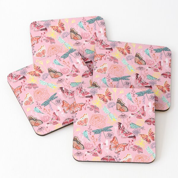 Item preview, Dragonflies, Butterflies, Moths and Floral Design on Millennial Pink  designed and sold by TigaTiga.