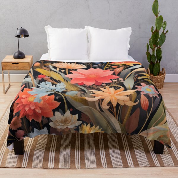 Artikelvorschau, Blumen und Fische auf dunklem Hintergrund entworfen und verkauft von ladivinefactory.