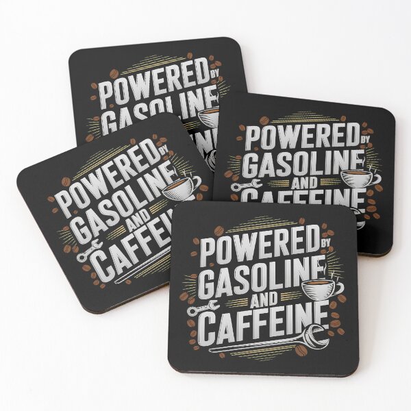 Item preview,  Powered by Gasoline and Caffeine - The perfect gift for car enthusiasts, motorcycle riders, and mechanics fueled by speed and strong coffee. designed and sold by ZyziowskyArt.