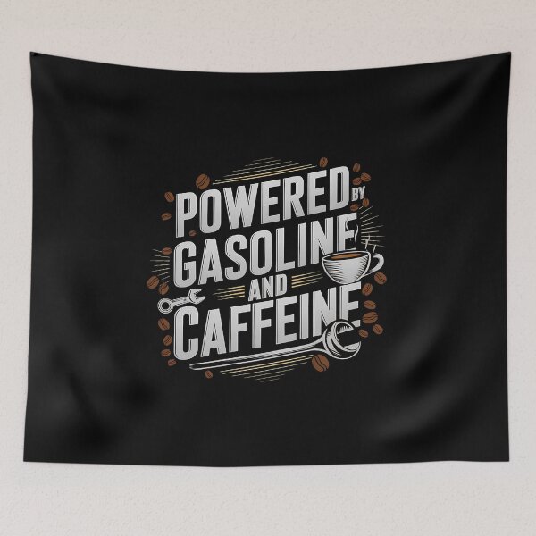 Item preview,  Powered by Gasoline and Caffeine - The perfect gift for car enthusiasts, motorcycle riders, and mechanics fueled by speed and strong coffee. designed and sold by ZyziowskyArt.