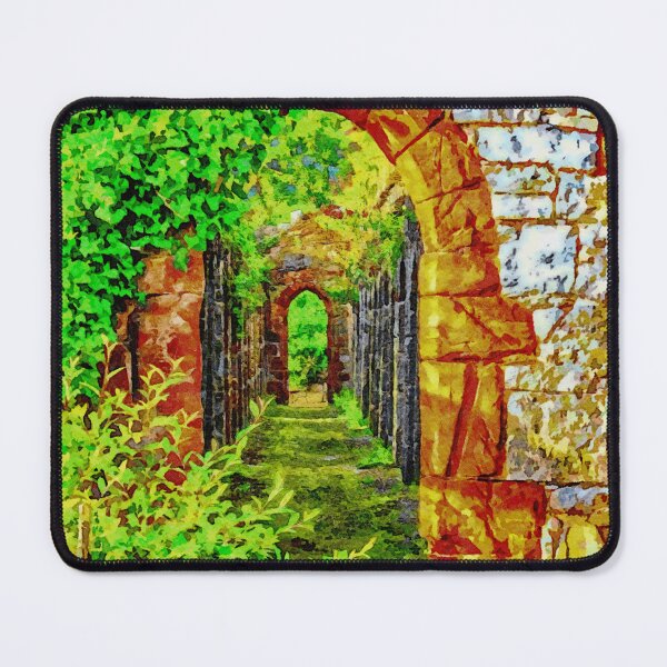 Item preview, Vibrant watercolor depiction of historic stone archway in Ruthin Wales designed and sold by GestaltImagery.