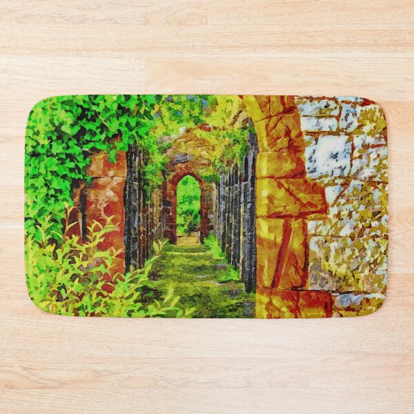 Item preview, Vibrant watercolor depiction of historic stone archway in Ruthin Wales designed and sold by GestaltImagery.