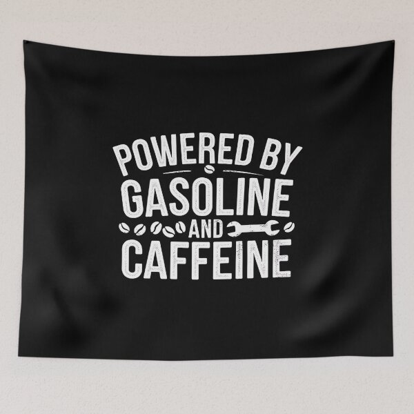 Item preview,  Powered by Gasoline and Caffeine - The perfect gift for car enthusiasts, motorcycle riders, and mechanics fueled by speed and strong coffee. designed and sold by ZyziowskyArt.