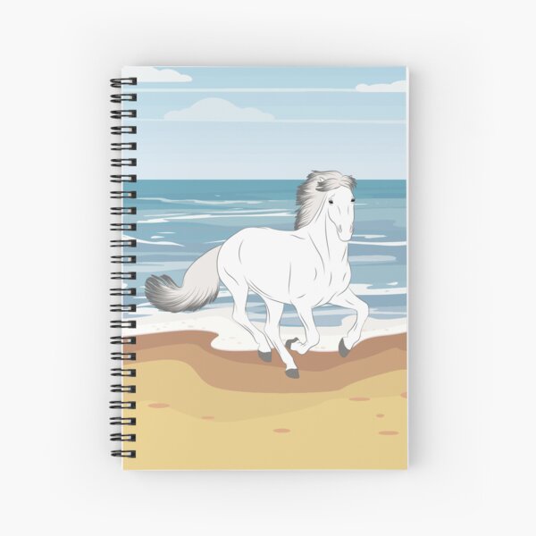 Aperçu de l'œuvre Camargue, cheval gris clair avec paysage, cheval sauvage, races de chevaux de France créée et vendue par WebEquitation®.