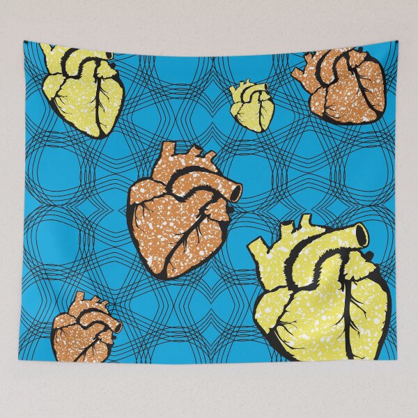 Item preview, Heart fabric patterns designed and sold by Wolagno.