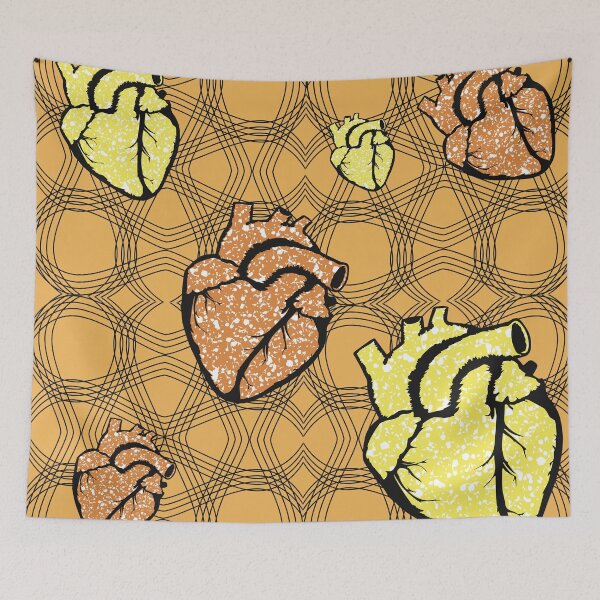Item preview, Heart fabric patterns designed and sold by Wolagno.
