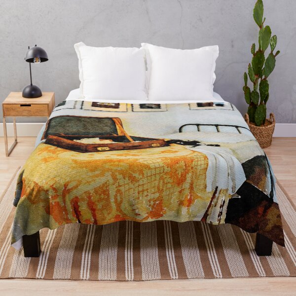 Item preview, Vintage suitcase on bed in nostalgic room setting designed and sold by GestaltImagery.