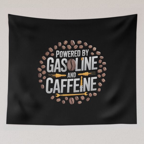 Item preview,  Powered by Gasoline and Caffeine - The perfect gift for car enthusiasts, motorcycle riders, and mechanics fueled by speed and strong coffee. designed and sold by ZyziowskyArt.