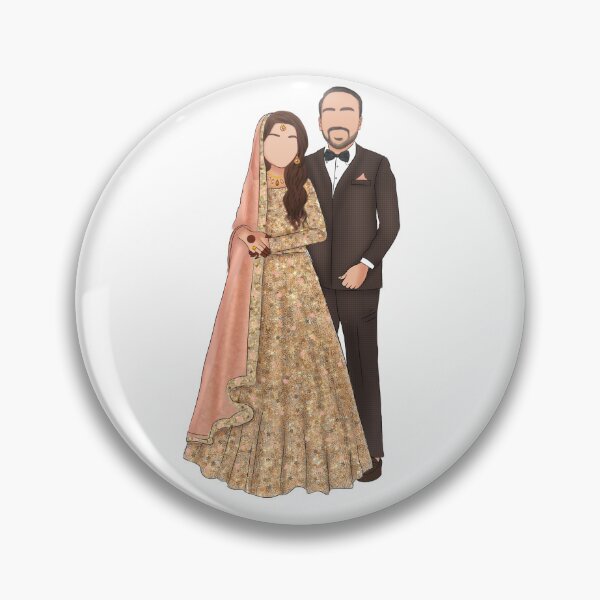 Item preview, Wedding Reception Walima Nikkah Engagement Couple Illustration Pakistani Desi Wedding designed and sold by Sketchbook Studio by Aqsaa.