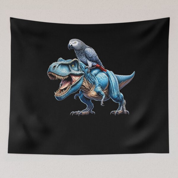 Item preview, African Grey Parrot Riding Dinosaur Funny Bird Lover designed and sold by Kimberley King Art  King Art.