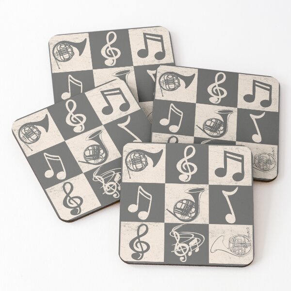 Artikelvorschau, Waldhorn und Musiknoten entworfen und verkauft von Primroaddesigns.