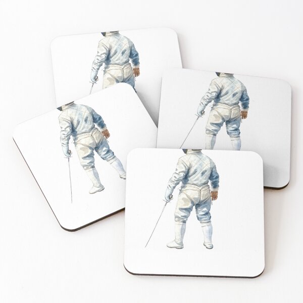 Item preview, Fencing Athlete in Full Gear Watercolor Art Gift designed and sold by Maniutek.