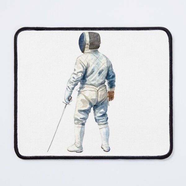 Item preview, Fencing Athlete in Full Gear Watercolor Art Gift designed and sold by Maniutek.