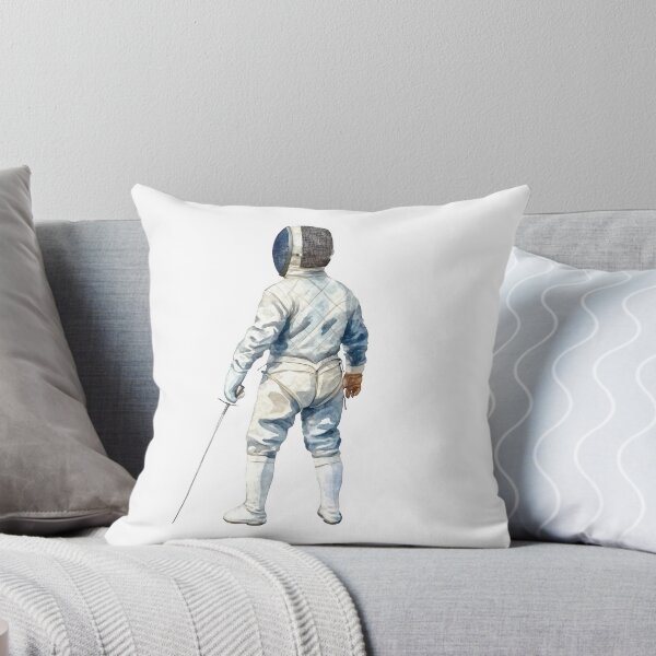 Item preview, Fencing Athlete in Full Gear Watercolor Art Gift designed and sold by Maniutek.