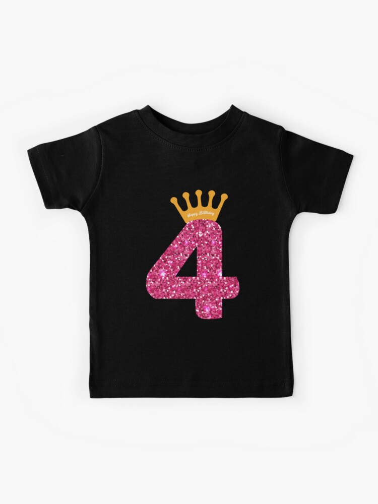 Happy Birthday Girl T-Shirt Short Sleeve Toddler Party Tee Shirt in Glitter  Pink 2T 