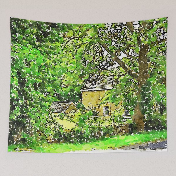 Item preview, Charming watercolor depiction of a countryside home in Cotswolds, England designed and sold by GestaltImagery.