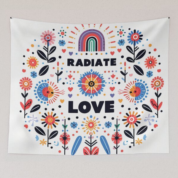 Item preview, Scandinavian Folk Art Radiate Love – Colourful Florals and Rainbow by heidiannemorris designed and sold by FOLK ART FUSION by heidiannemorris.