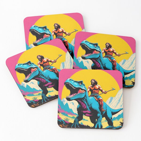 Item preview, Caveman Riding a Dinosaur – Prehistoric Adventure Artwork designed and sold by GrizzlyCollective.