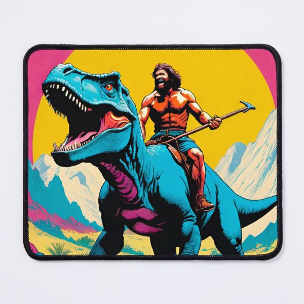 Item preview, Caveman Riding a Dinosaur – Prehistoric Adventure Artwork designed and sold by GrizzlyCollective.