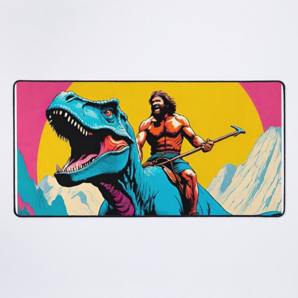 Item preview, Caveman Riding a Dinosaur – Prehistoric Adventure Artwork designed and sold by GrizzlyCollective.