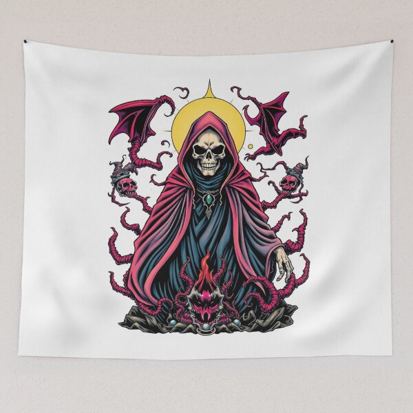 Item preview,  Evil Undead Necromancer Warlock  Evil Heavy Metal Skull Graphic design illustration designed and sold by Vintage Designs +.