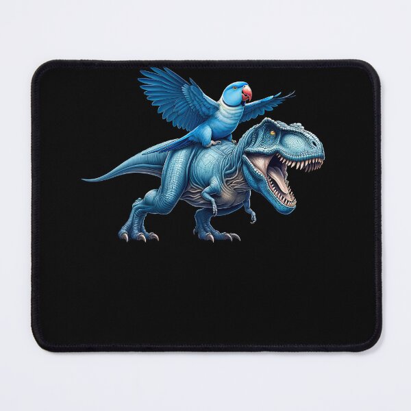 Item preview, Blue Indian Ringneck Parrot Riding Dinosaur Funny Bird Lover designed and sold by Kimberley King Art King Art.