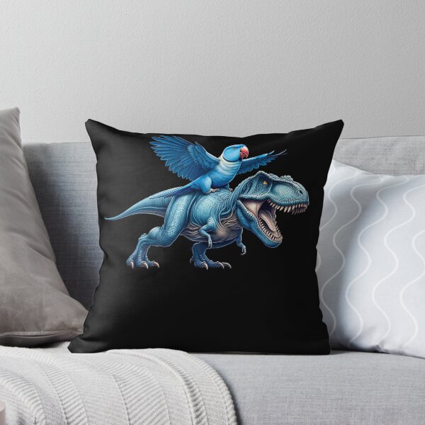 Item preview, Blue Indian Ringneck Parrot Riding Dinosaur Funny Bird Lover designed and sold by Kimberley King Art  King Art.