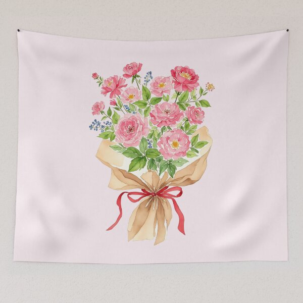 Item preview, Ramo de flores de acuarela con motivos florales rosas designed and sold by Magnolia Valley Art.