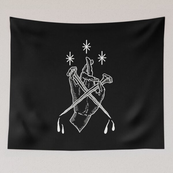 Item preview, Hand with bleeding nails in medieval engraving - WHITE designed and sold by InkMastersHub.com.