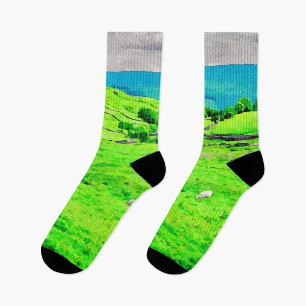 Item preview, Watercolor landscape in the Lake District with grazing sheep designed and sold by GestaltImagery.