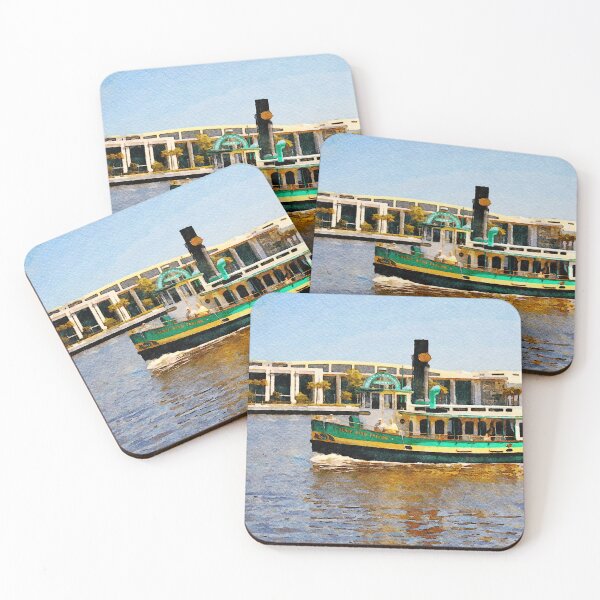 Item preview, Watercolor painting of a ferry on the Savannah River in Georgia designed and sold by GestaltImagery.