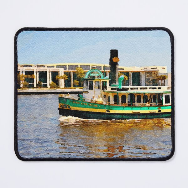 Item preview, Watercolor painting of a ferry on the Savannah River in Georgia designed and sold by GestaltImagery.