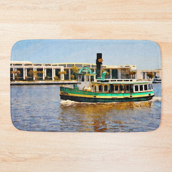 Item preview, Watercolor painting of a ferry on the Savannah River in Georgia designed and sold by GestaltImagery.