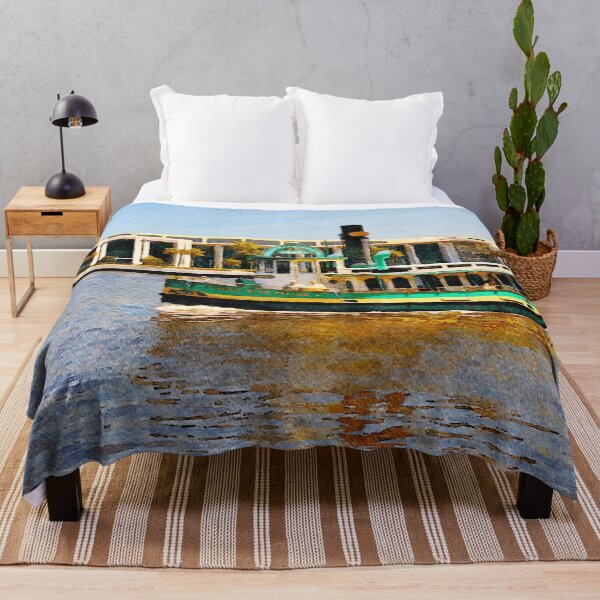 Item preview, Watercolor painting of a ferry on the Savannah River in Georgia designed and sold by GestaltImagery.