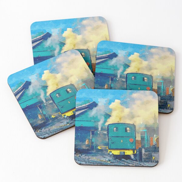 Item preview, Watercolor depiction of Snowdon Mountain Railway in Wales with vibrant steam designed and sold by GestaltImagery.