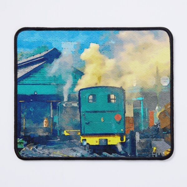 Item preview, Watercolor depiction of Snowdon Mountain Railway in Wales with vibrant steam designed and sold by GestaltImagery.