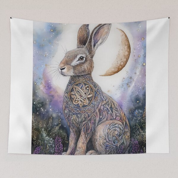 Item preview, Celtic Brown Hare sat in Heather.  designed and sold by thewandswant.