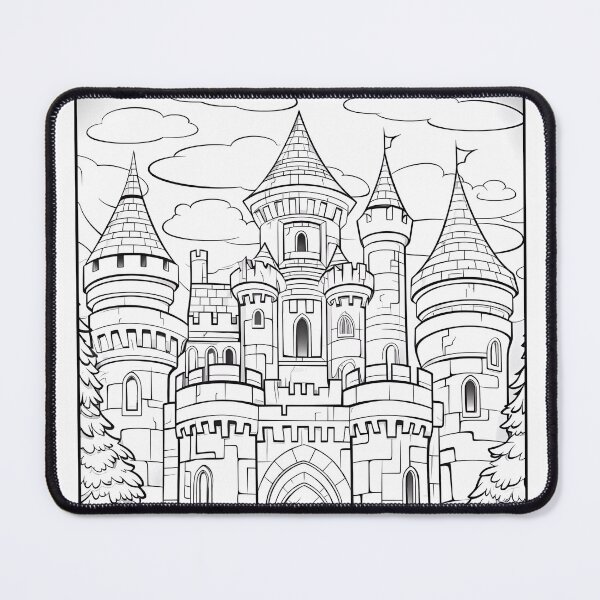Item preview, Fantasy Castle Coloring Page Pattern designed and sold by DavidColoring.